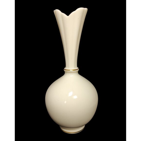 Lenox Rhodora Porcelain Vase w/ Pink Rose & 24kt Gold Trim, Vintage - Picture 3 of 10